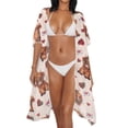thumbnail image 3 of HELLHERO Strawberry Hearts Yaks Beach Cover Ups Lightweight Polyester Loose Kimono Swimsuit Cover up, 3 of 6