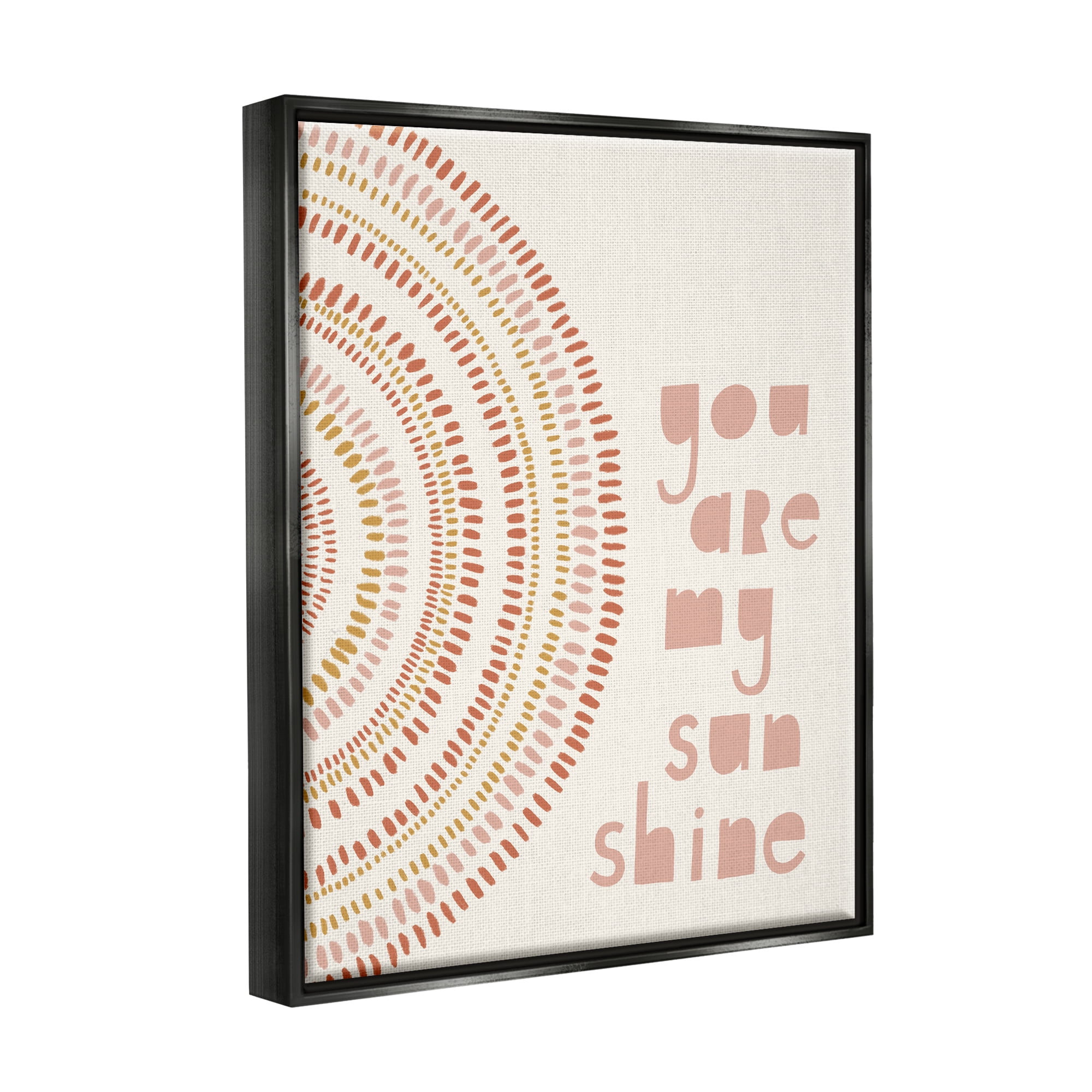 Stupell Industries You're My Sunshine Motivational Phrase Boho Stripe Circle Jet Black Framed Floating Canvas Wall Art, 24x30, by Nancy McKenzie