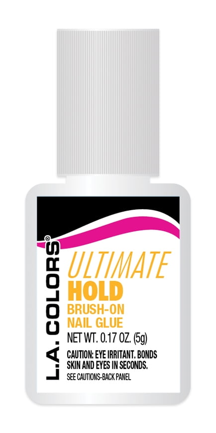 (2 pack) L.A. COLORS Ultimate Hold Brush-On Nail Glue, Clear, 0.1 fl oz
