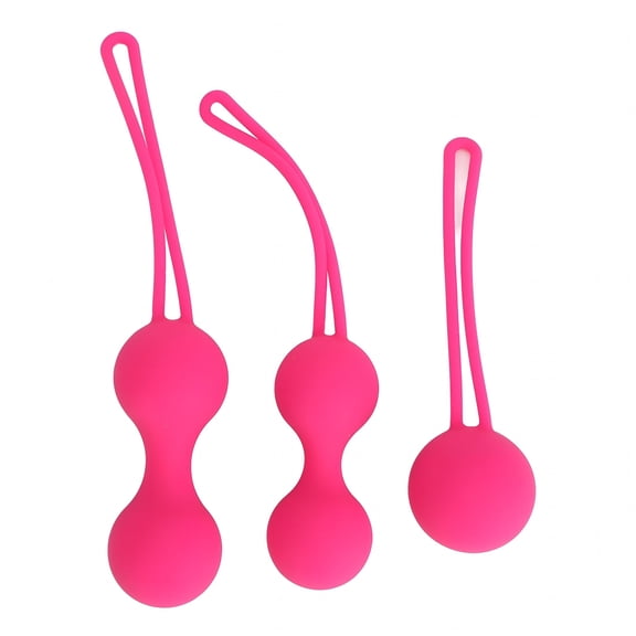 XIRQI 3Pcs Women Pelvic Floor Muscles Trainer Ball Massaging Strengthening Pelvic Trainer Exercise Ball Pink