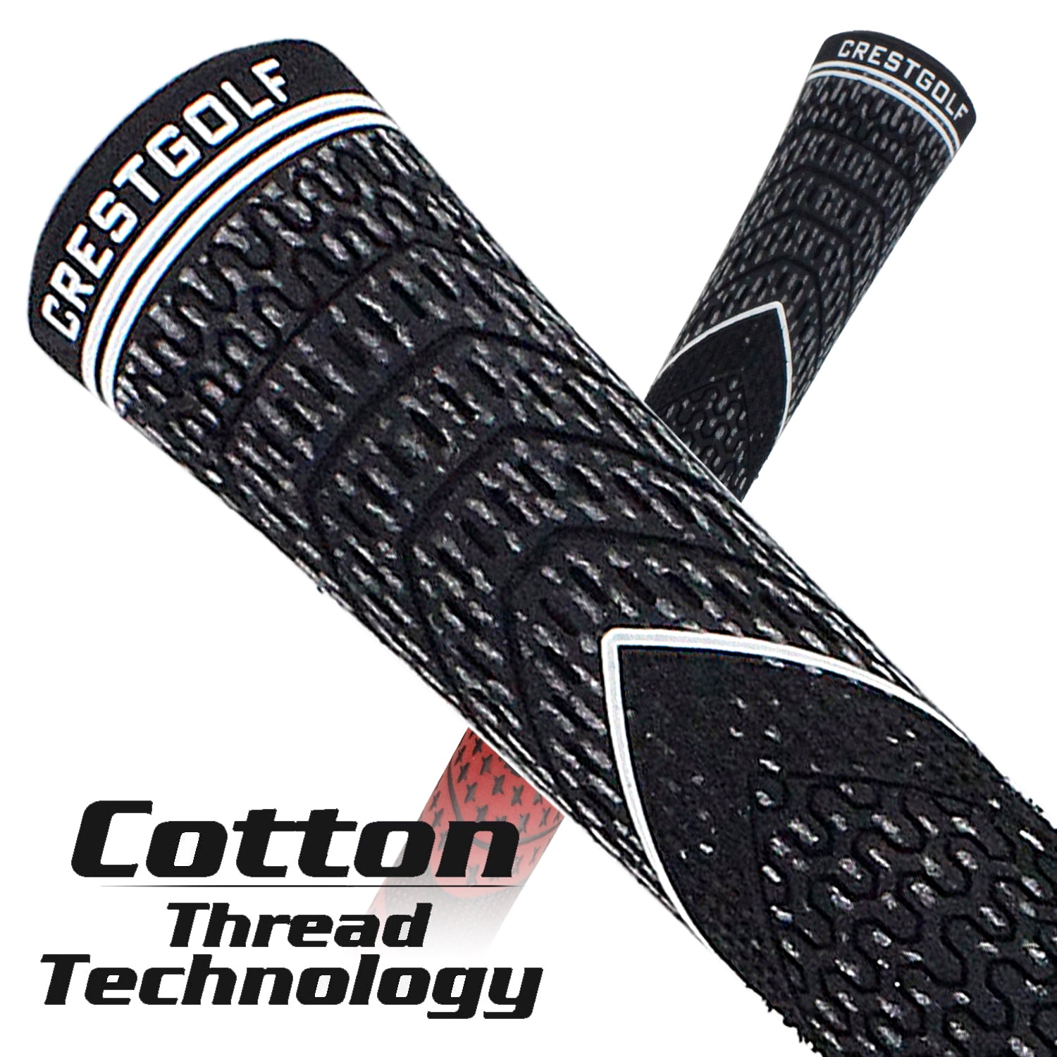 Crestgolf Multi -Compound Golf Grips, Standard/Mid Size All-Weather Control Thread Technology Rubber Combine with Carbon Yard, Anti-Slip-Set of 13