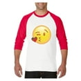 thumbnail image 1 of Mens Raglan Sleeve Baseball T-Shirts - Emoji Winky Face, 1 of 5