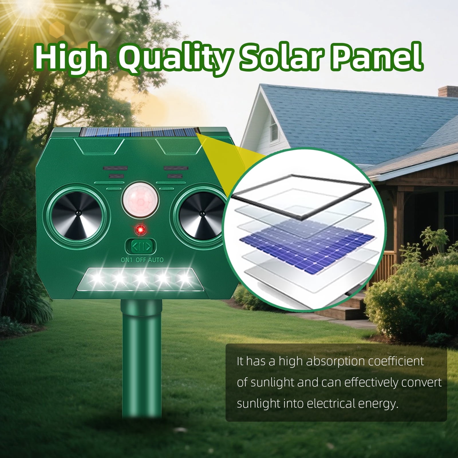 JahyEelc Animal Repellent,2 pack Outdoor Ultrasonic Solar Device Motion Sensor Loud Sound Waterproof - Effective Animal Deterrent - Protect Your Property