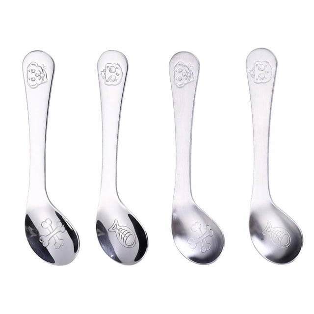 Acero Inoxidable Para Bebé, Cucharas Curvas Para Bebé, Bonitas Cucharas De Postre Para Uso En Interiores Y Exteriores 4 Cucharas Noticed HA037066-00