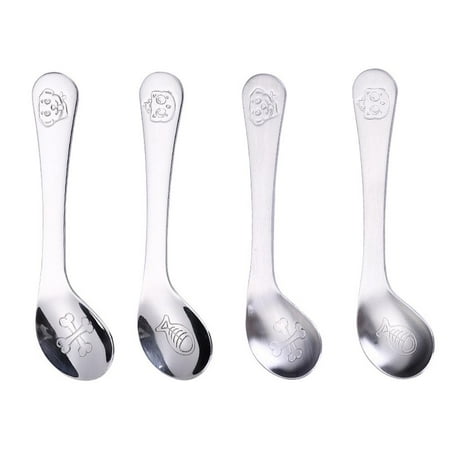 

4PCS Stainless Steel Spoons Baby Curved Spoons Cute Dessert Spoons for Indoor Outdoor Use