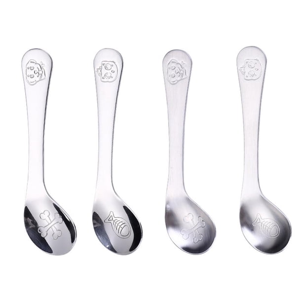 Acero Inoxidable Para Bebé, Cucharas Curvas Para Bebé, Bonitas Cucharas De Postre Para Uso En Interiores Y Exteriores 4 Cucharas Moyic HA037066-00