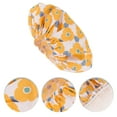 thumbnail image 3 of Unique Bargains 1 Pc Women Flower Pattern Shower Cap for Bathroom Business Travel Yellow PEVA Polyester, 3 of 4