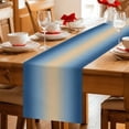 thumbnail image 5 of Navy Blue Ombre Table Runner - 60 Inch Long Modern Yellow Gradient Farmhouse Art Cotton and Linen Blended Dress Scarves Farmhouse Table Runner for Kitchen Dining, Coffee Table, 13" x 60", 5 of 8