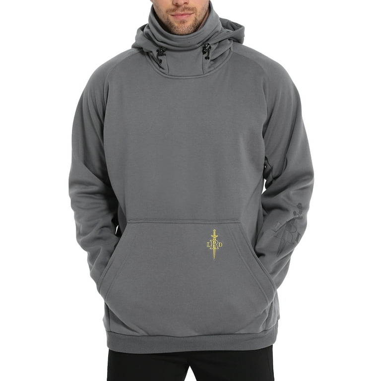 LRD Fleece Hoodie with Mask for Men Built in Gaiter Tactical Fishing Sweatshirt