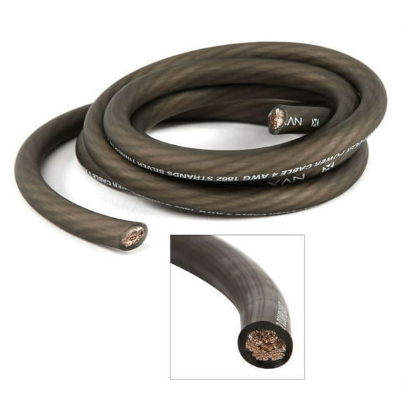 NVX XW4BK5 5 ft. of Frosted Black True Spec 4-Gauge EnvyFlex Power/Ground Wire Cable