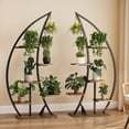 thumbnail image 2 of Craftian 63" Plant Stands Indoors with Grow Lights, Half Moon Metal Storge Shelf,Multiple Pots Metal Flower Stands, 2 of 10