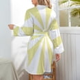 thumbnail image 6 of Yellow And White Sunburst Night Robe Long Sleeve V Neck Robe With Belt Women's Sleepwear Dresses, 6 of 9
