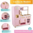 thumbnail image 5 of Kids House Cocina de Madera Elite Pink, Cocina de Juguete para Niñas Color Rosa con Dorado, Detalles de Lujo y Amplios Espacios para Almacenar y Cocinar, 5 of 5
