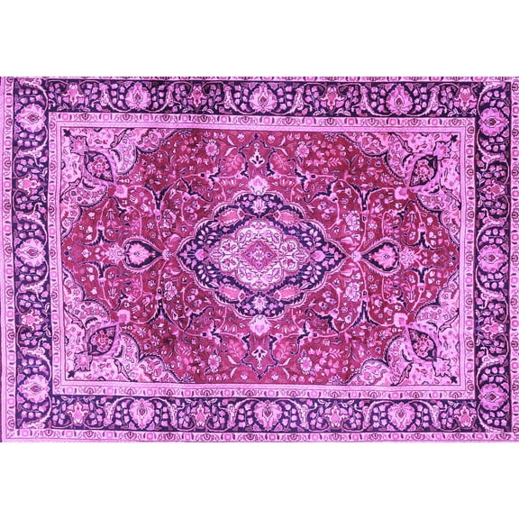 Ahgly Company Indoor Rectangle Medallion Purple Traditional Area Rugs, 5' x 7'