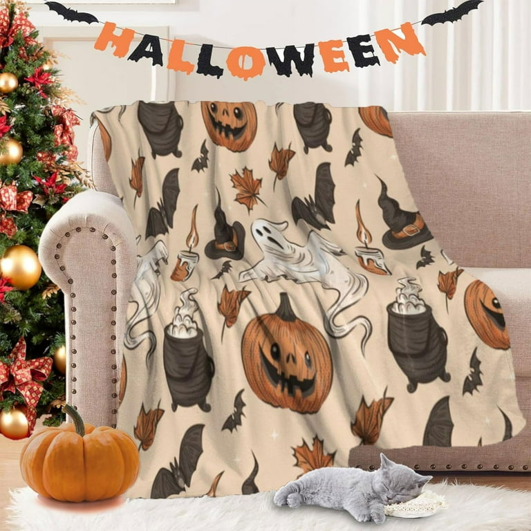 Big Sale Plertrvy Pumpkin White Halloween Blanket D Polyester Blanket Cute Blanket Halloween Lightweight Throw Blanket Women Men Soft Cozy Sofa Living Room Bed Blanket Kids Girls Boys All Season Walma...