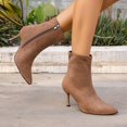 thumbnail image 2 of Womens Chic Ankle Booties Pointed Toe Stiletto Heel Shoes Side Zip Faux Suede Fashion Short Party Evening Date Night Office Daily Wear Boots, 2 of 10