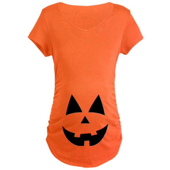 CafePress - Pumpkin Face Maternity T Shirt - Maternity Dark T-Shirt