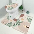 thumbnail image 2 of Green Boho Geometric and Plant Pattern Bathroom Rugs Sets 3 Piece,Toilet Cover Set,Absorbent Non Slip Bathroom Mats Sets with U-Shaped Contour Rug Toilet Rug Set, 2 of 5