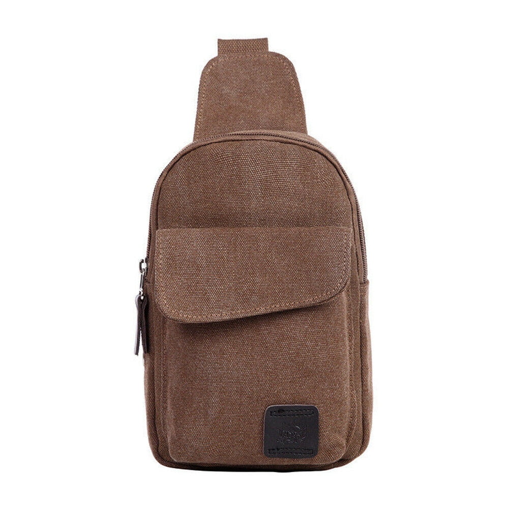 Male Canvas Shoulder Bag Small Crossbody Handbag Outdoor Portable Chest Pack BS 
