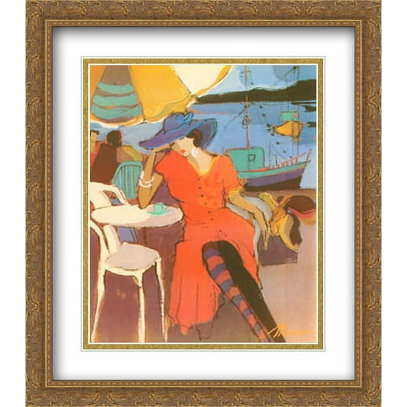 Dominique 2x Matted 28x40 Large Gold Ornate Framed Art Print by Isaac Maimon