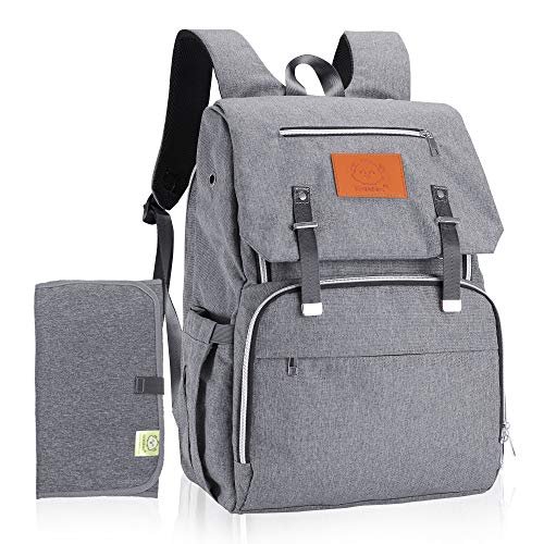 Mochila de pañales, Bolsas de viaje impermeables multifunción para bebés (Gris clásico)