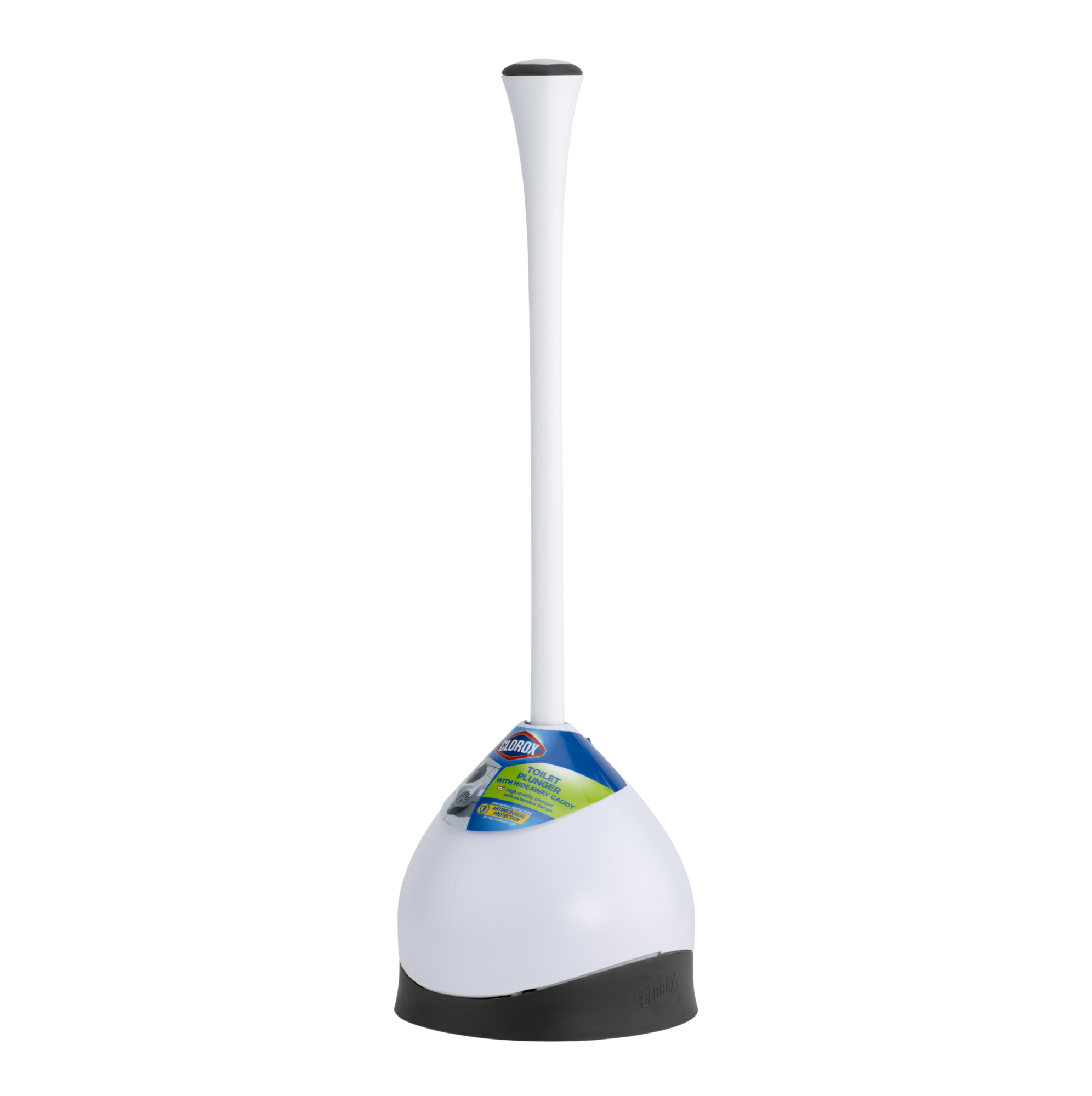 Clorox Hideaway Toilet Plunger with Caddy, White