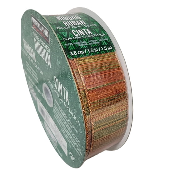 Kirkland Signature Wire Edged Fall Variegated Sheer Ribbon 50 yards X 1.5 inches