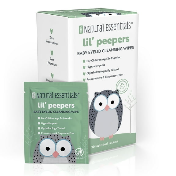 Natural Essentials Lil' Peepers Soft Baby Eyelid & Eyelash Cleansing Wipes, 30 ct.