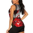 thumbnail image 3 of Bixox Women's Red Wine Rose Printed Sleeveless Fitness Workout Running Quick-Dry Tank Top, 3 of 7