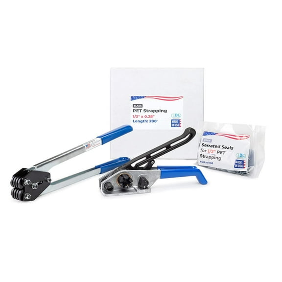 IDL Packaging USA Made 1/2" x 200' Polyester (PET) Strapping Kit, 760 lbs Break Strength