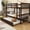 Espresso, variant on HICOMILA Twin Over Twin Rubber Wood Bunk Bed with Pull Out Trundle, Convertible into 2 Separate Twin Beds, Built-In Ladder & Full Safety Guardrails, Espresso
