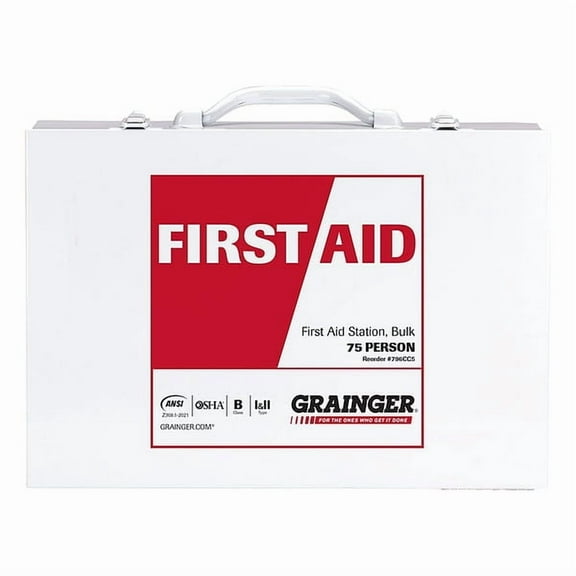 First Aid Kit and Housing, Metal 460 Components, 75 People Served