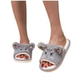 thumbnail image 5 of XUNKUSGA Slippers for Women Cute 3D Cat House Slippers Breathable Lightweight Open‑Toe Slip‑On House Shoes Cozy Plush Warm Indoor Outdoor Bedroom Slippers Gray 6.5-7, 5 of 6