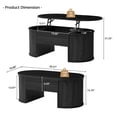 thumbnail image 3 of Wirrytor Lift Top Coffee Table with Storage and Open Storage Shelf, Oval Coffee Table  for Living Room, Elliptical Arc Design,Waveform Panel, Fluted Center Table,Black, 3 of 9