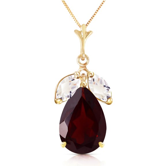 Galaxy Gold 14k Solid Gold 18" Garnet Necklace with White Topaz accent
