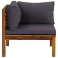thumbnail image 3 of vidaXL Sectional Corner Sofa with Dark Gray Cushions Solid Acacia Wood, 3 of 6