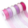 thumbnail image 1 of Cinta de organza Mlurcu, 2,54 cm x 137,16 m, 6 rollos, color rosa para boda, 1 of 7