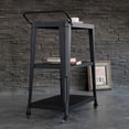 thumbnail image 3 of 3-Tiered Metal Frame, Industrial Dining Cart with Swivel Wheels, Black, 3 of 10