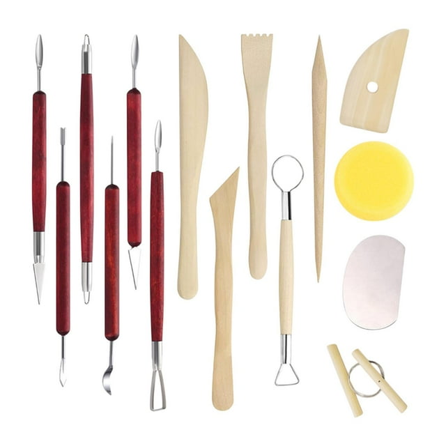 Herramientas de modelado de cerámica de 15 piezas de arcilla, kit de herramientas de arcilla de artesanía de arte de bricolaje para formación de cerám