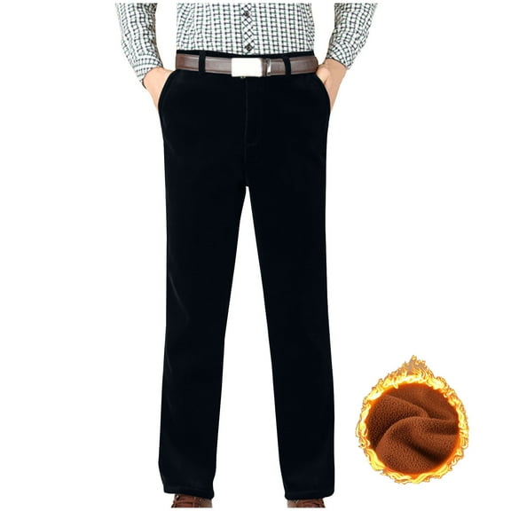 Mens Corduroy Pants Casual Straight Leg Pleated Dress Pants Fleece Lined Retro Red Christmas Party Wedding Business