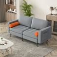 thumbnail image 3 of Costway Causeuse Moderne Canapé 2 Places avec 2 Coussins Cylindriques Poche de Rangement Latérale Gris Cendre, 3 of 10