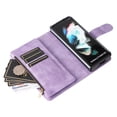 thumbnail image 4 of Galaxy Z Fold 3 Case, TECH CIRCLE Z Fold 3 Case Wallet for Women Men PU Leather Magnetic Flip Wrist/Shoulder Strap Zipper Card Holder Case for Samsung Galaxy Z Fold 3 5G, Purple, 4 of 11