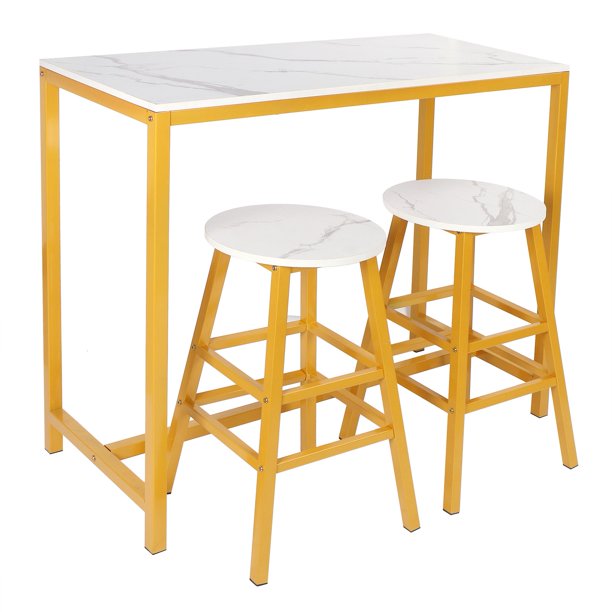 Zyyini Bar Table Stool Set,Stylish Bar Table with 2 Stools Set Simple