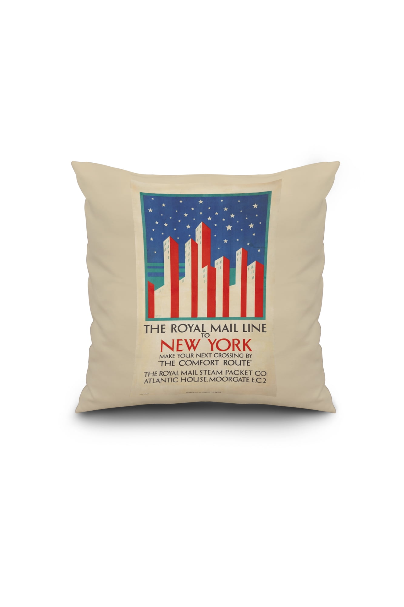 Royal Mail Line To New York Vintage Poster Artist Taylor Horace Great Britain C 1925 16x16 Spun Polyester Pillow Custom Border Walmart Com Walmart Com