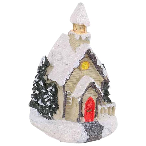 Casa navideña con luz de nieve, miniatura de Navidad de resina con luz cálida, centros de mesa decorativos, encantadores para sala de estar vívidos Estilo B