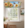 thumbnail image 2 of Watercolor Flower Valances for Windows, Rod Pocket Kitchen Valance Curtains - Soft & Washable Small Window Treatment for Living Room,&nbsp;Bathroom, Sunflower Butterfly , 42x12 Inch, 1 Panel, 2 of 9
