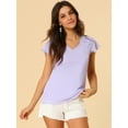 thumbnail image 2 of INSPIRE CHIC Blouse d'Été en Chiffon pour Femmes, Col en V, Manches Courtes, Semi-Transparente, 2 of 6