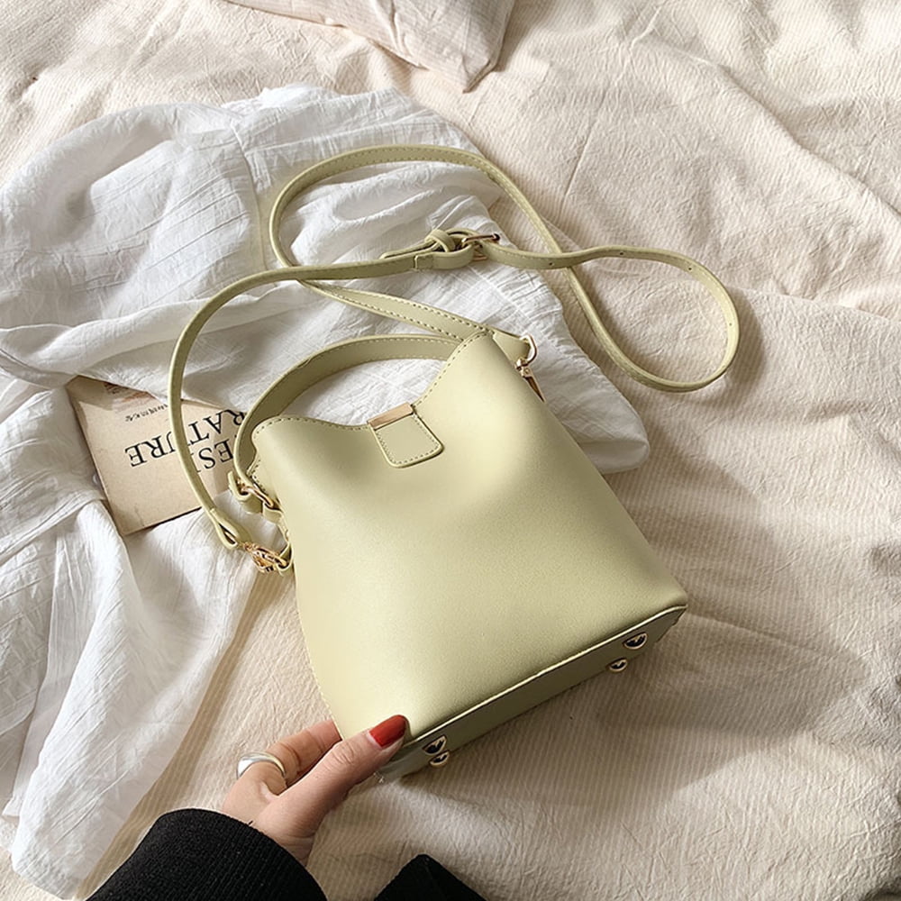 Leather Bucket Crossbody Bag for Women Medium Hobo Purse Handbag Fashion Ladies Top Handle Tote Shoulder Bag
