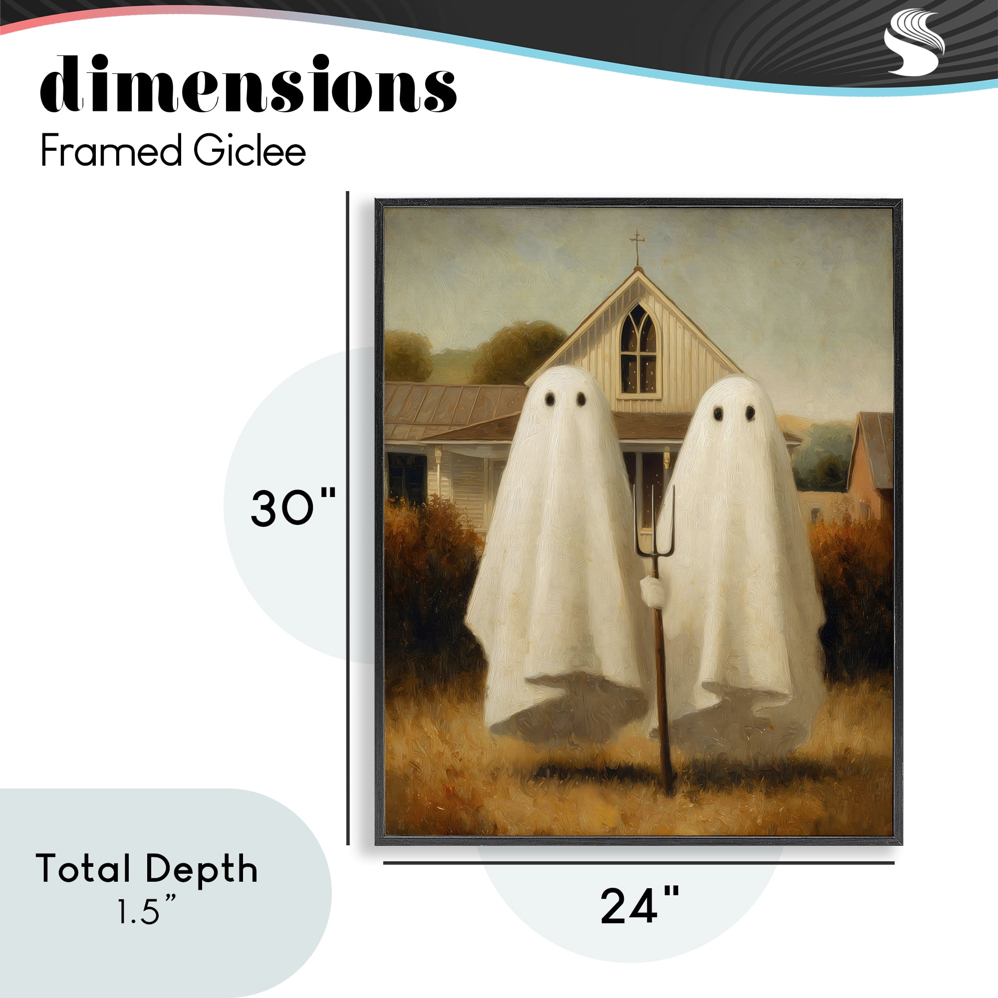 American Gothic Ghosts Black Framed Giclee Art, design by Arlington Prints