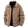 thumbnail image 2 of Corduroy Jacket Men Long Sleeve Loose Casual Button Down Collared Coat with Pockets Fall Winter Outerwear, 2 of 5